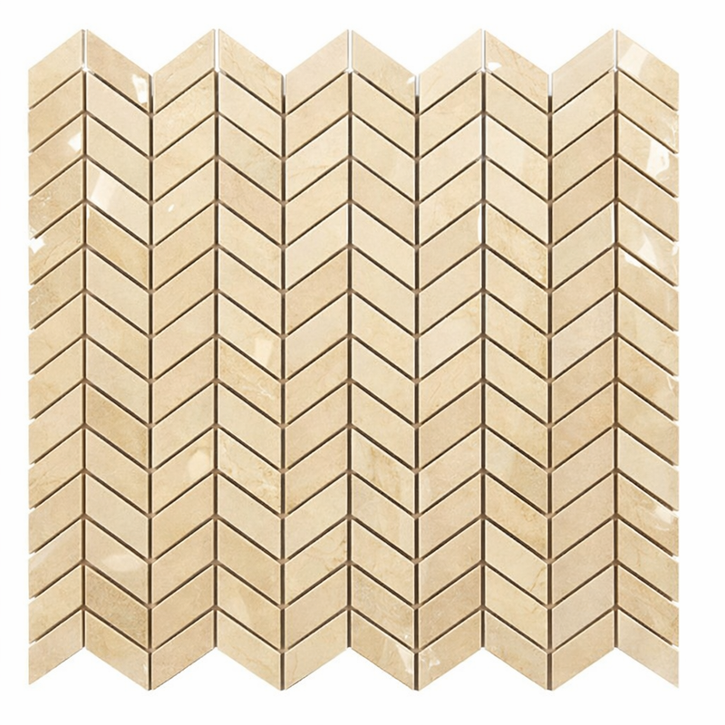 Crema Marfil (Spanish) Marble Cream Polished Chevron Mosaic Chevron (Mini)