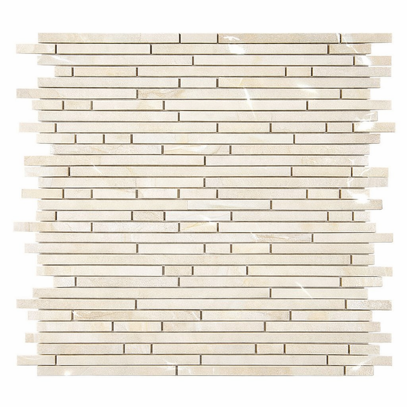 Crema Marfil (Spanish) Marble Cream Polished Mosaic Lattice (Crema Marfil + Emperador Dark)