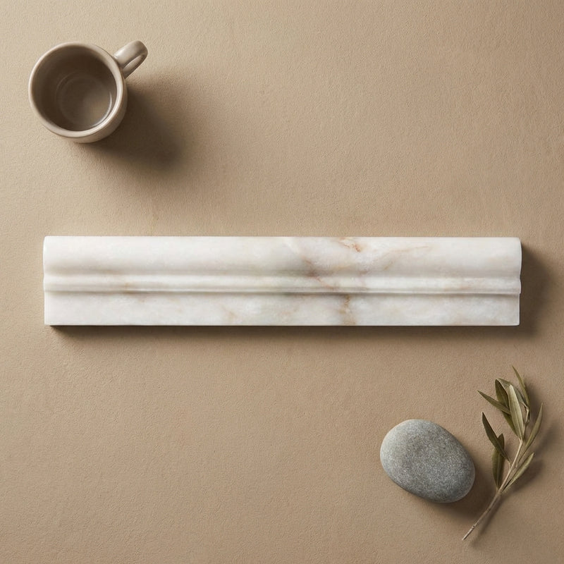 Calacatta Oliva Marble 2x12 Polished Tile Milano Molding
