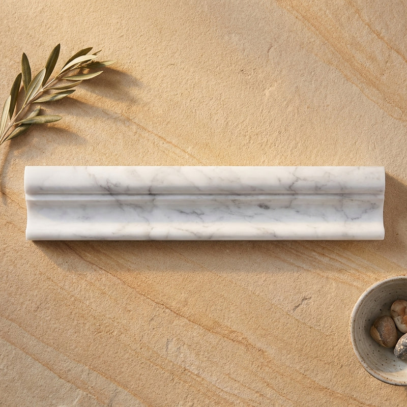 Calacatta Gold (Italian) Marble 2x12 Polished Tile Crown (Mercer) Molding Crown Molding