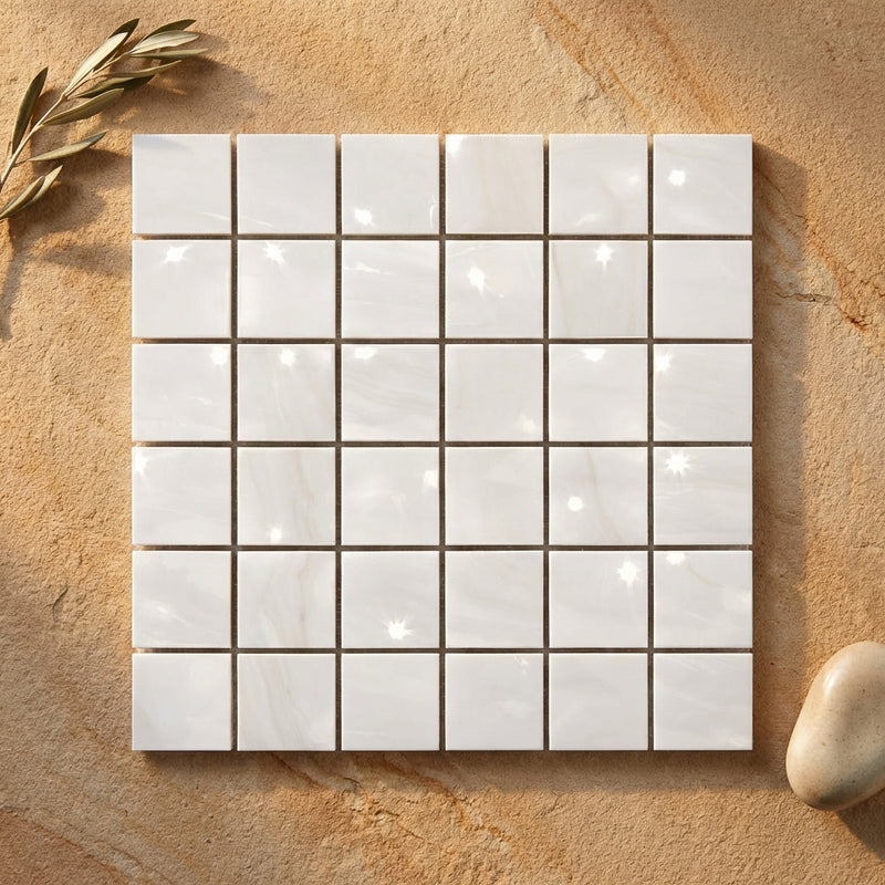 Bianco Dolomiti (White Dolomite) 2x2 Polished Mosaic