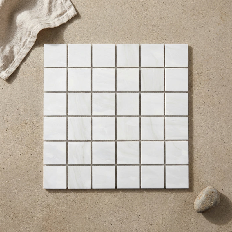 Bianco Dolomiti (White Dolomite) 2x2 Polished Mosaic