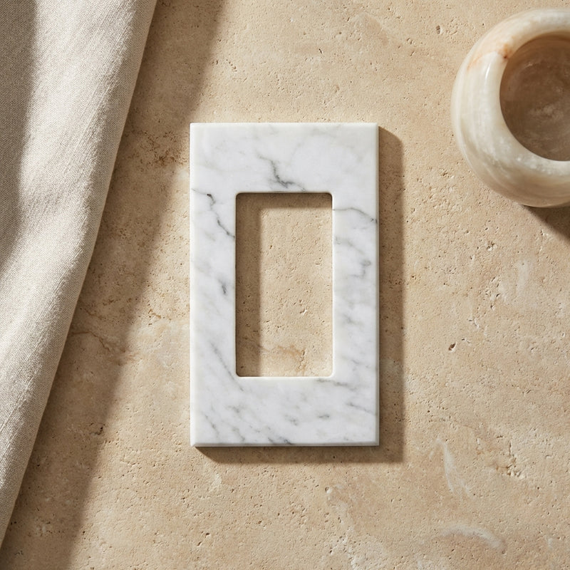Bianco Carrara Switch Plate Covers 2-3/4x4 1/2 Polished Plate Cover 1-ROCKER