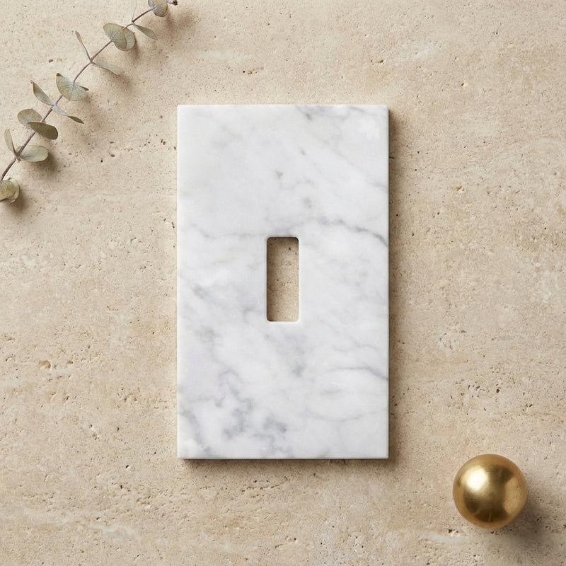 Bianco Carrara Switch Plate Covers 2-3/4x4 1/2 Polished Plate Cover 1-TOGGLE
