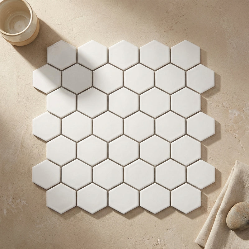 Thassos White (Greek) Marble 2x2 Polished Hexagon Mosaic