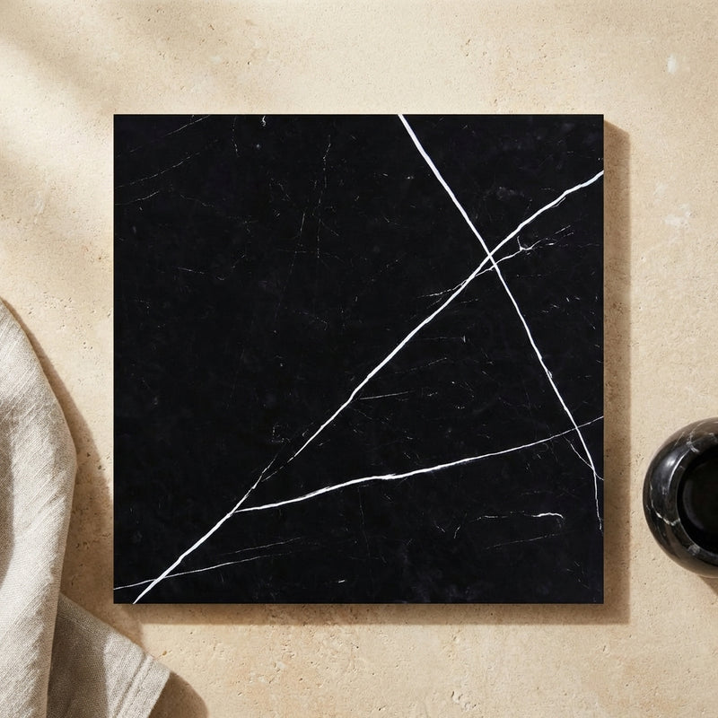 Nero Marquina (Black) Marble 12x12 Polished Tile