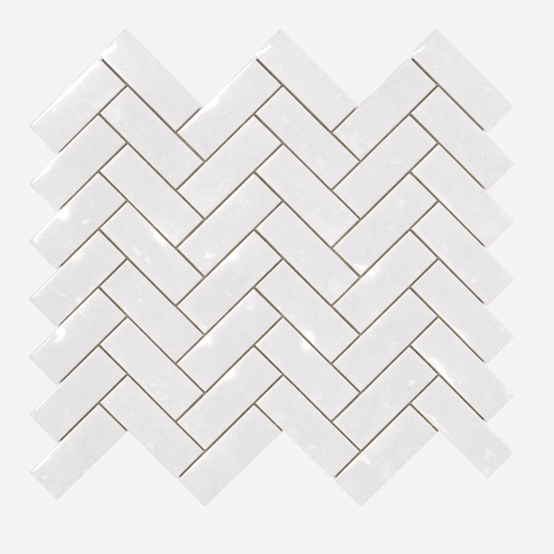 Thassos White (Greek) Marble 1x3 Polished Herringbone Mosaic