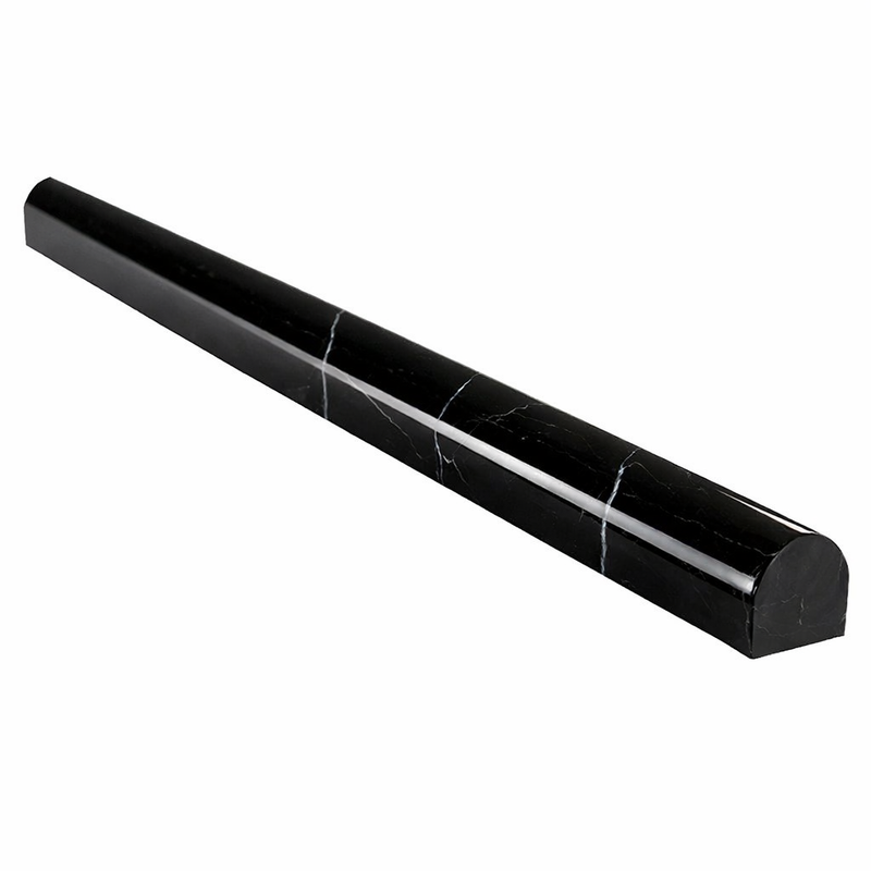 Nero Marquina (Black) Marble 3/4x12 Polished Tile Bullnose Liner
