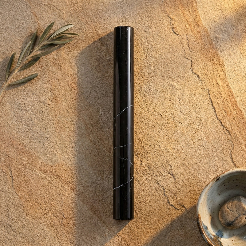 Nero Marquina (Black) Marble 3/4x12 Polished Tile Bullnose Liner