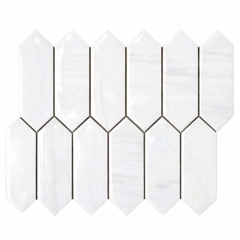 Bianco Dolomiti (White Dolomite) Polished Picket Mosaic