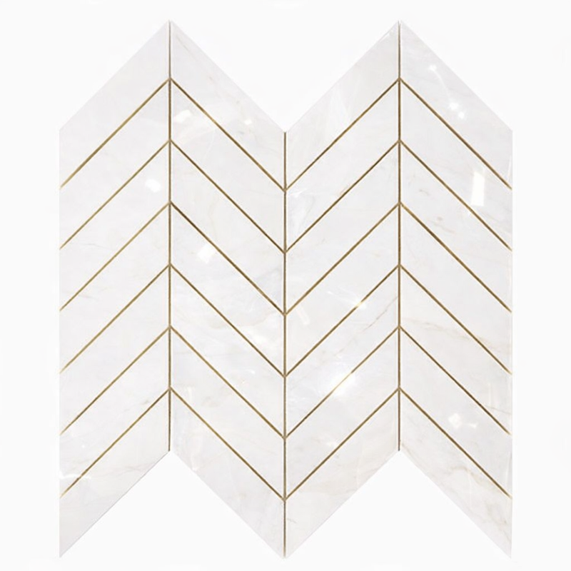 Bianco Dolomiti (White Dolomite) Polished Chevron Mosaic