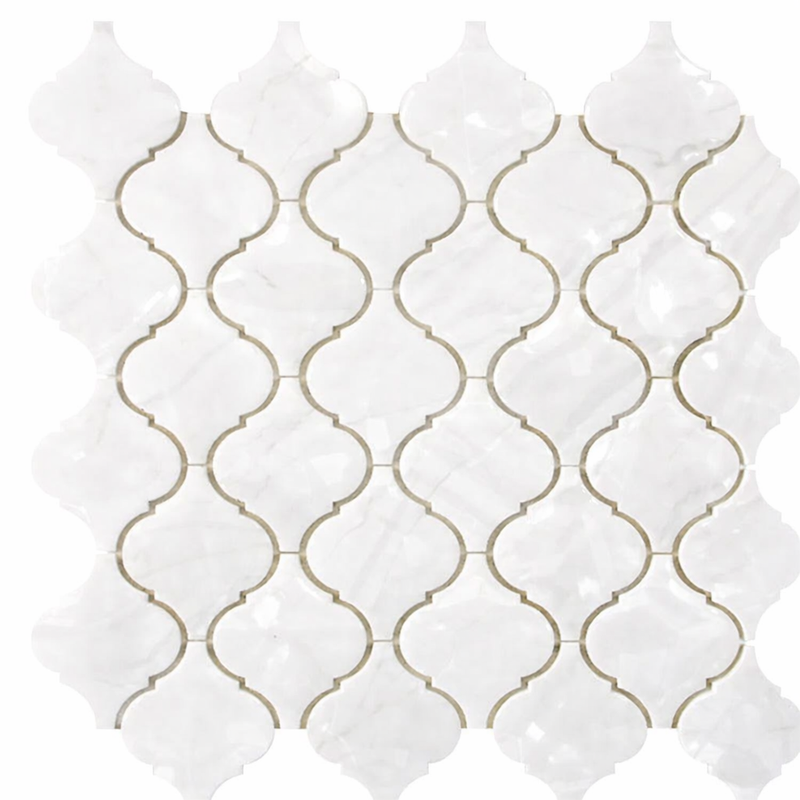 Bianco Dolomiti (White Dolomite) Polished Lantern Mosaic (3") (Arabesque / Moroccan / Baroque)