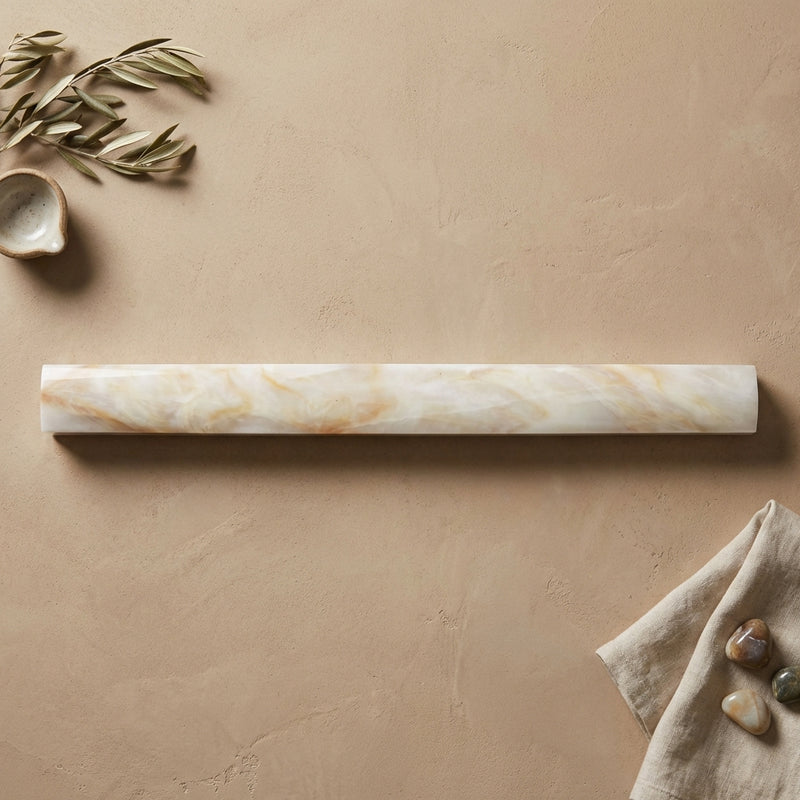 Calacatta Oliva Marble 3/4x12 Polished Tile Bullnose Liner