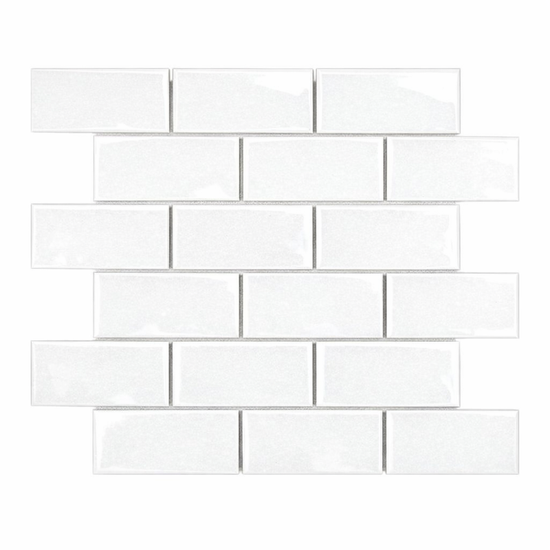 Thassos White (Greek) Marble 2x4 Polished Brick Joint Mosaic Straight-Edged Brick Mosaic