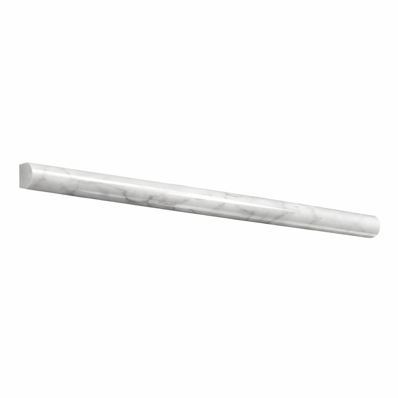 Carrara White (Italian) Marble 1/2x12 Polished Tile Pencil Liner