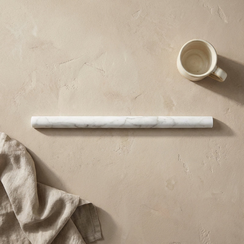 Carrara White (Italian) Marble 1/2x12 Polished Tile Pencil Liner