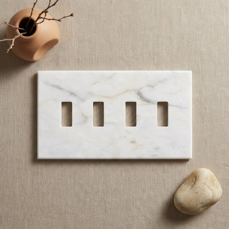 Calacatta Gold Switch Plate Covers 4-1/2x8 1/4 Polished Plate Cover 4-TOGGLE