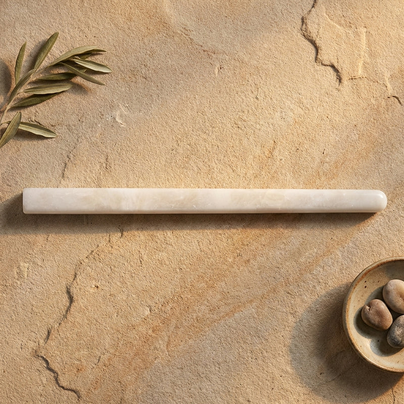 White Pearl (Turkish Botticino) (Botticino) Marble 1/2x12 Polished Tile Pencil Liner