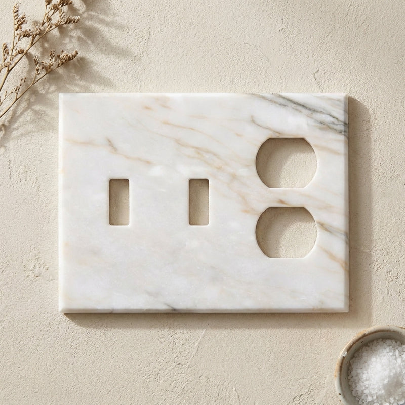 Calacatta Gold Switch Plate Covers 4-1/2x6 1/3 Polished Plate Cover 3-DUPLEX