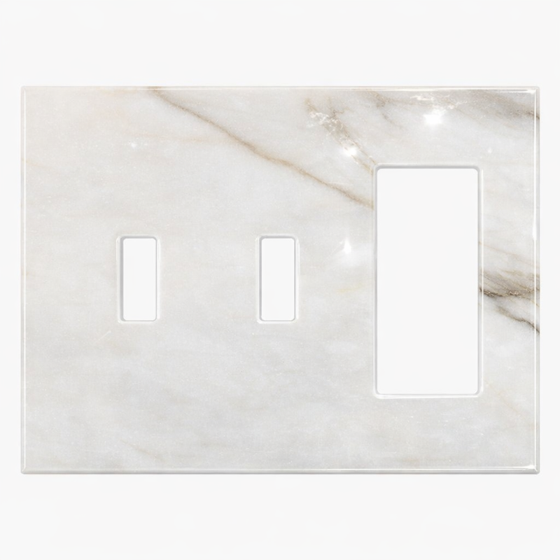 Calacatta Gold Switch Plate Covers 4-1/2x6 1/3 Polished Plate Cover DOUBLE TOGGLE - ROCKER