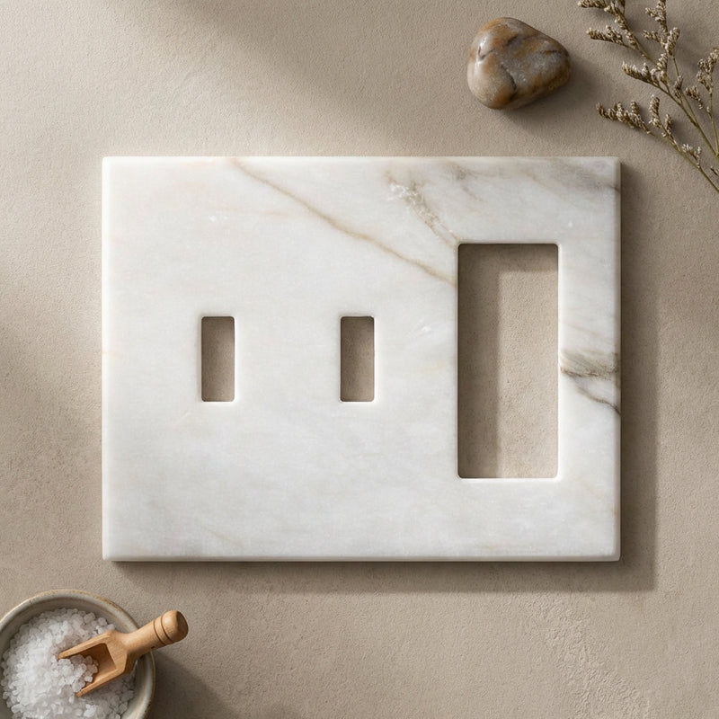 Calacatta Gold Switch Plate Covers 4-1/2x6 1/3 Polished Plate Cover DOUBLE TOGGLE - ROCKER