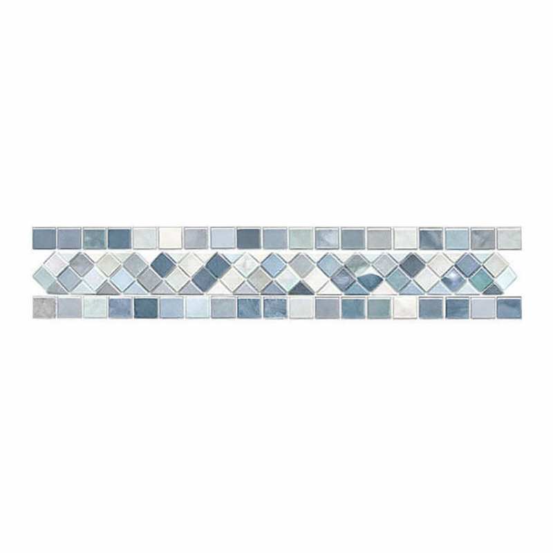 Thassos White (Greek) Marble 2x12 Polished Tile BIAS Border (w/ Blue-Gray)