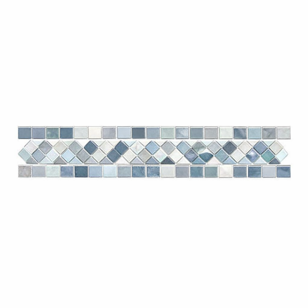 Thassos White (Greek) Marble 2x12 Polished Tile BIAS Border (w/ Blue-G ...
