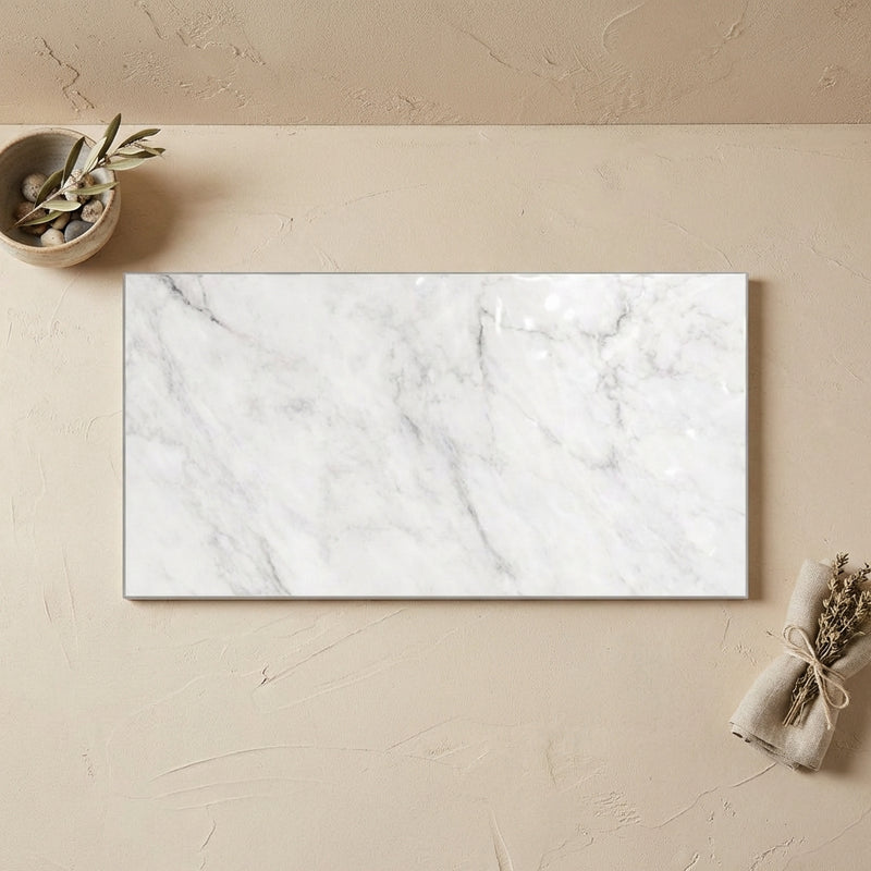 Oriental White (Asian Statuary) Marble 12x24 Polished Tile