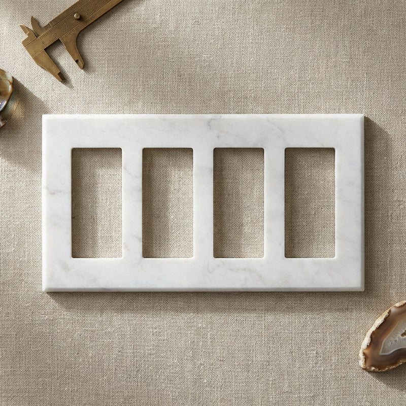 Thassos White Switch Plate Covers 4-1/2x8 1/4 Polished Plate Cover 4-ROCKER
