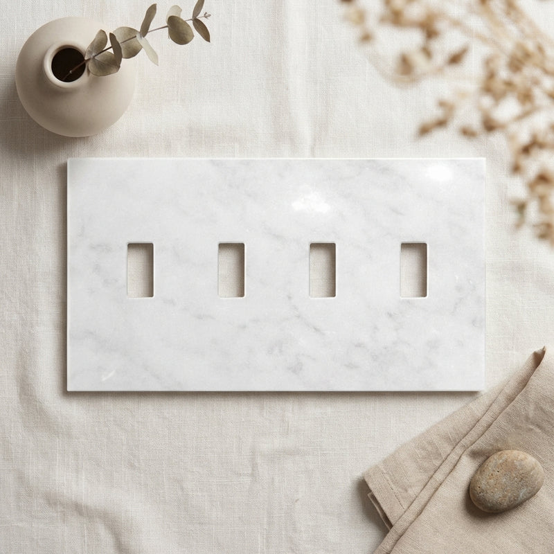 Thassos White Switch Plate Covers 4-1/2x8 1/4 Polished Plate Cover 4-TOGGLE