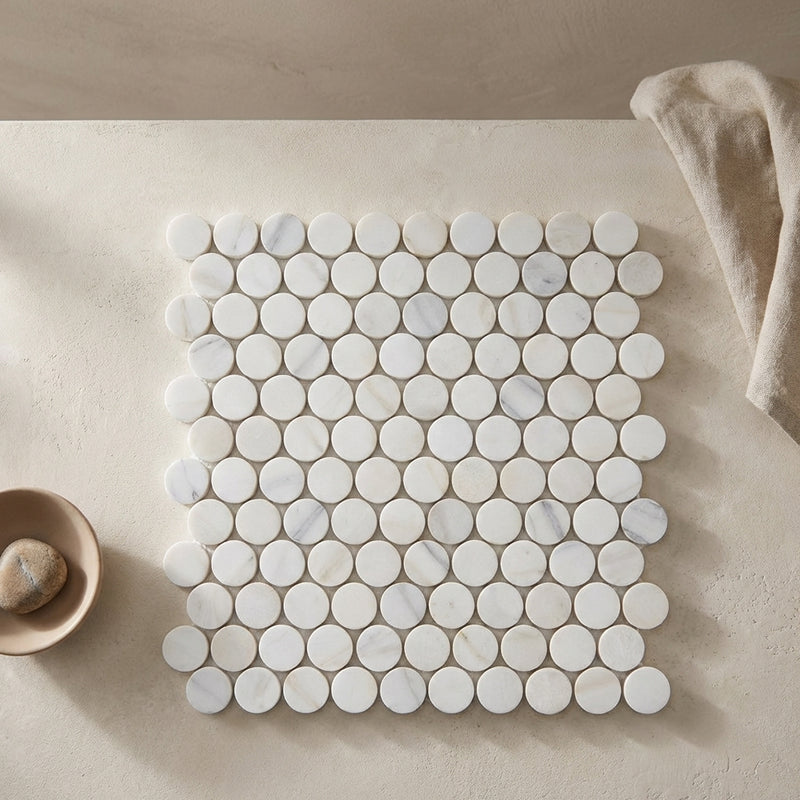 Calacatta Gold (Italian) Marble Polished Penny-Round Mosaic
