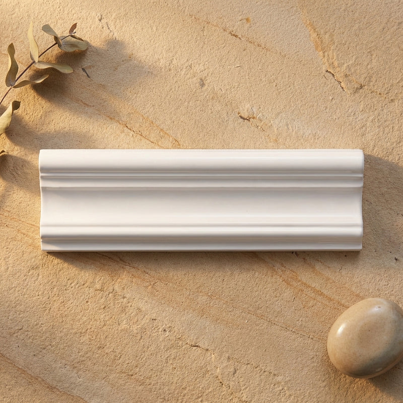 Bianco Dolomiti (White Dolomite) 2x12 Polished Tile Milano Molding