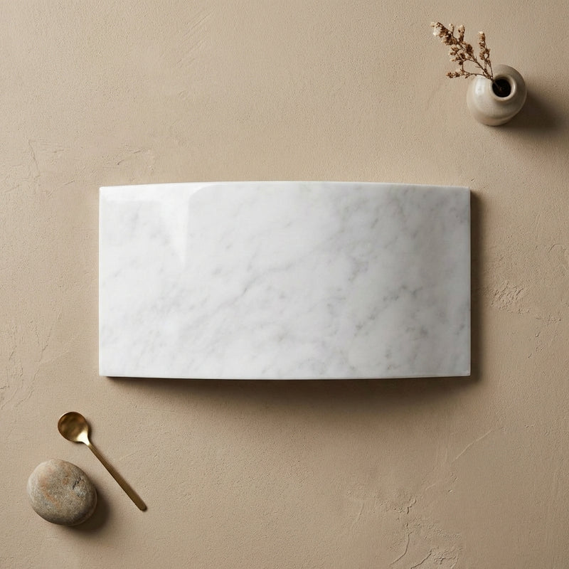 Oriental White (Asian Statuary) Marble 2x4 Polished Mosaic Round-Faced (CNC-Arched / Wavy)