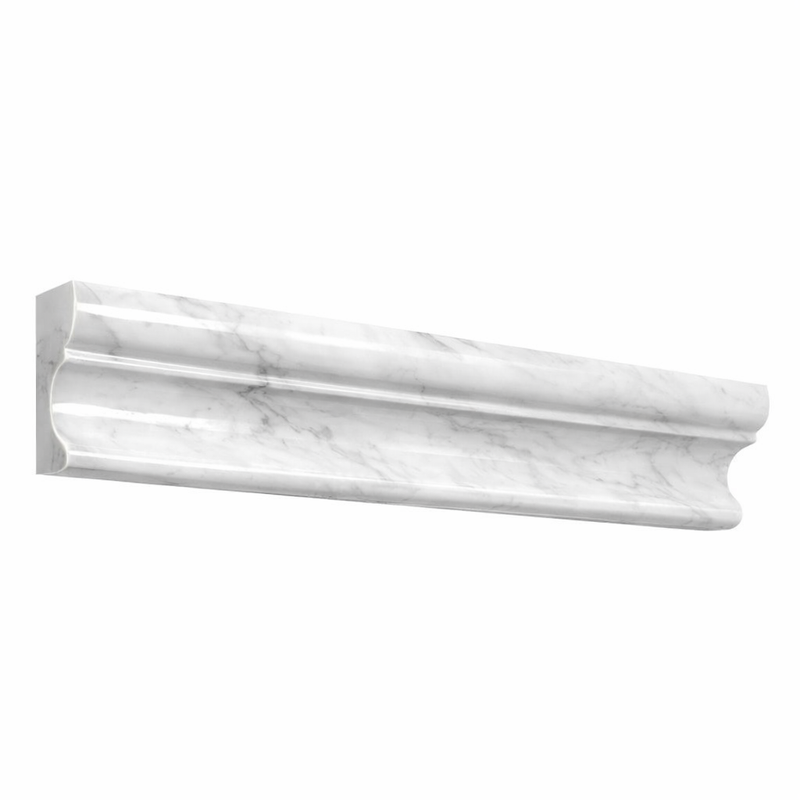 Carrara White (Italian) Marble 2x12 Polished Tile Crown (Mercer) Molding Crown Molding