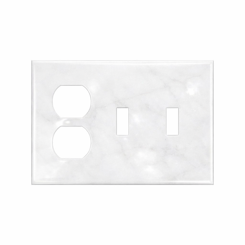 Thassos White Switch Plate Covers 4-1/2x6 1/3 Polished Plate Cover 3-DUPLEX