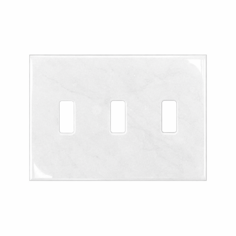 Thassos White Switch Plate Covers 4-1/2x6 1/3 Polished Plate Cover 3-TOGGLE