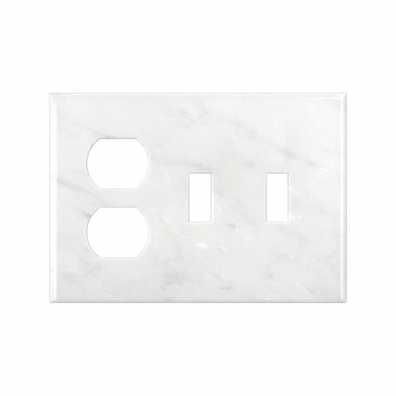 Thassos White Switch Plate Covers 4-1/2x6 1/3 Polished Plate Cover DOUBLE TOGGLE - DUPLEX