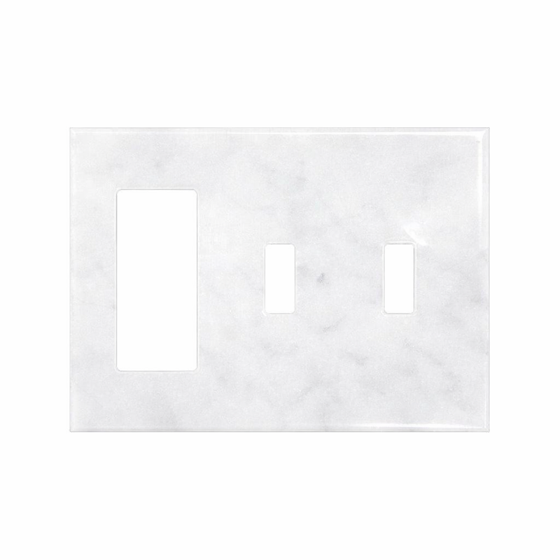 Thassos White Switch Plate Covers 4-1/2x6 1/3 Polished Plate Cover DOUBLE TOGGLE - ROCKER