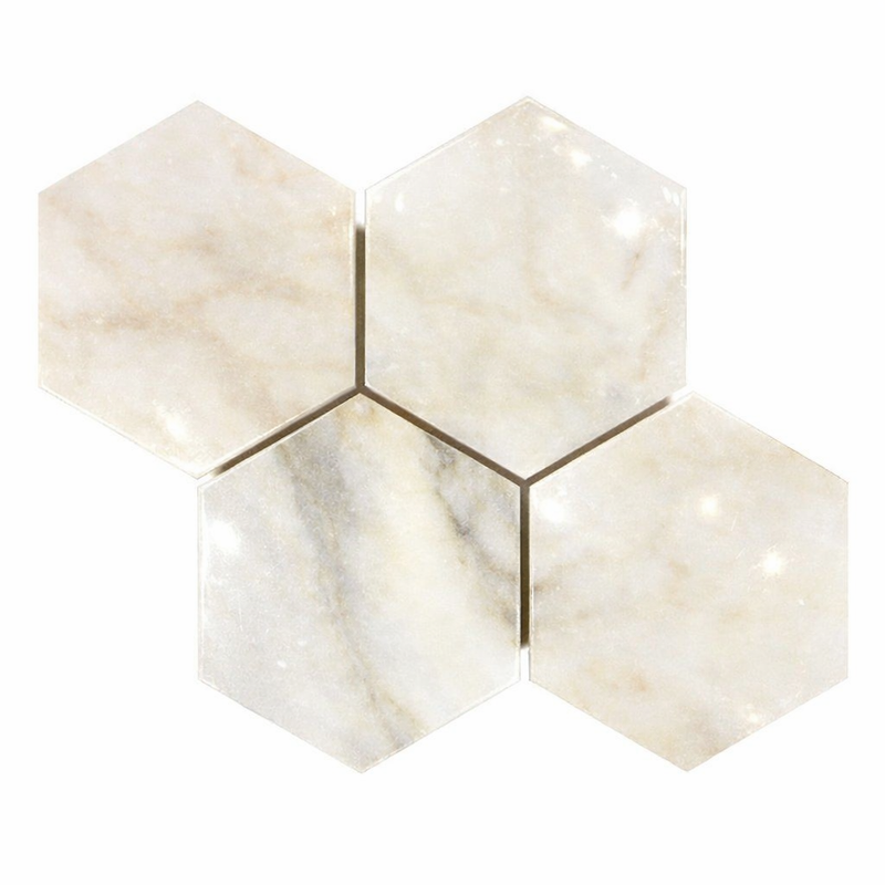 Calacatta Oliva Marble 6x6 Polished Hexagon Mosaic