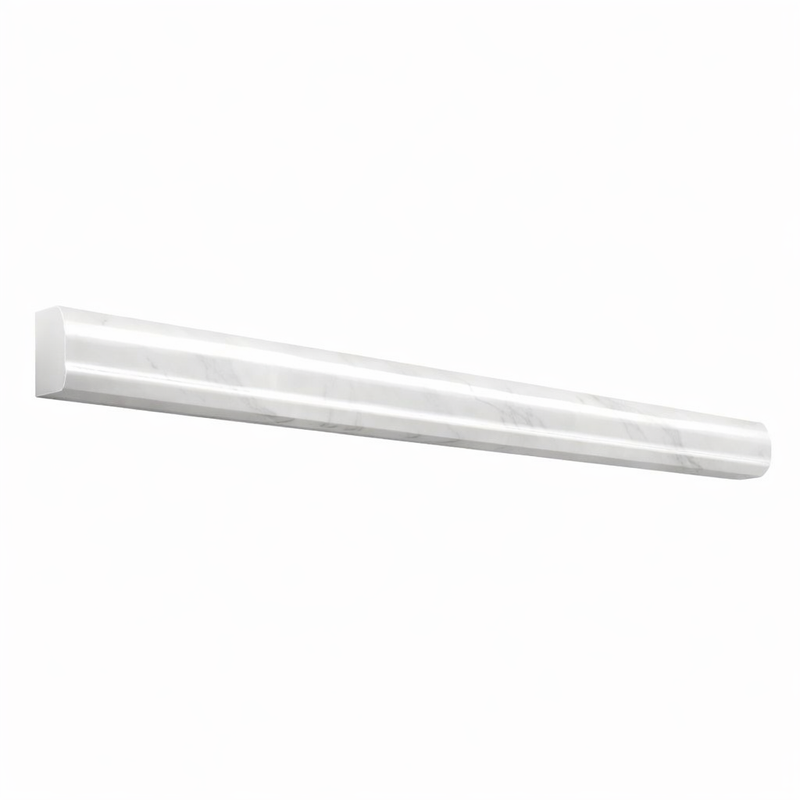 Oriental White (Asian Statuary) Marble 3/4x12 Polished Tile Bullnose Liner