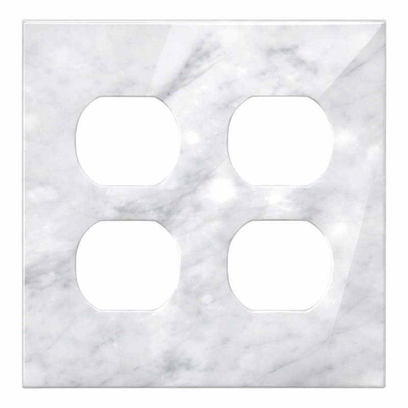 Bianco Carrara Switch Plate Covers 4-1/2x4 1/2 Polished Plate Cover 2-DUPLEX