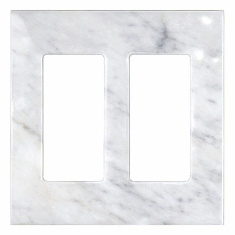 Bianco Carrara Switch Plate Covers 4-1/2x4 1/2 Polished Plate Cover 2-ROCKER