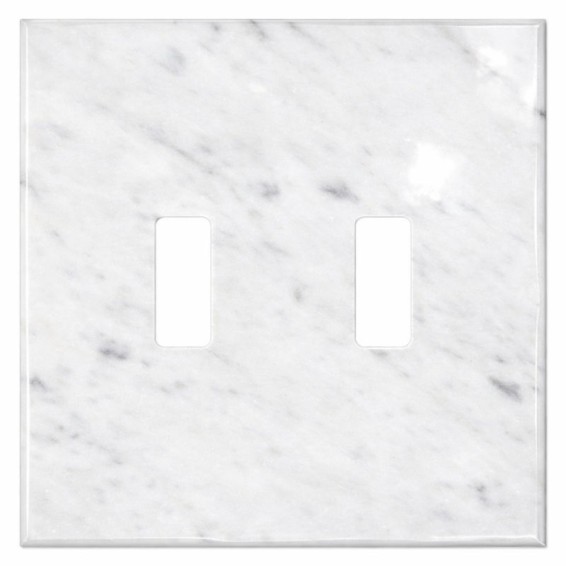 Bianco Carrara Switch Plate Covers 4-1/2x4 1/2 Polished Plate Cover 2-TOGGLE