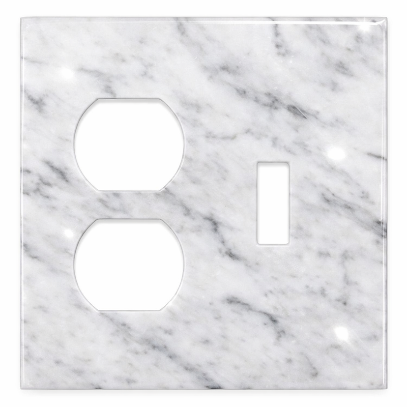 Bianco Carrara Switch Plate Covers 4-1/2x4 1/2 Polished Plate Cover TOGGLE - DUPLEX