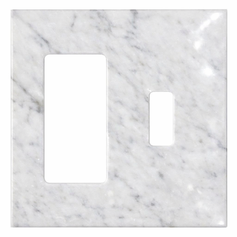 Bianco Carrara Switch Plate Covers 4-1/2x4 1/2 Polished Plate Cover TOGGLE - ROCKER