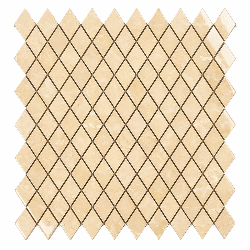 Crema Marfil (Spanish) Marble 1x2 Cream Polished Diamond / Rhomboid Mosaic
