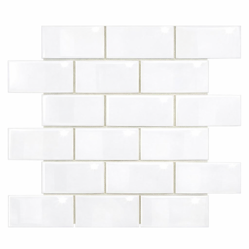 Bianco Dolomiti (White Dolomite) 2x4 Polished Brick Joint Mosaic Brick Mosaic