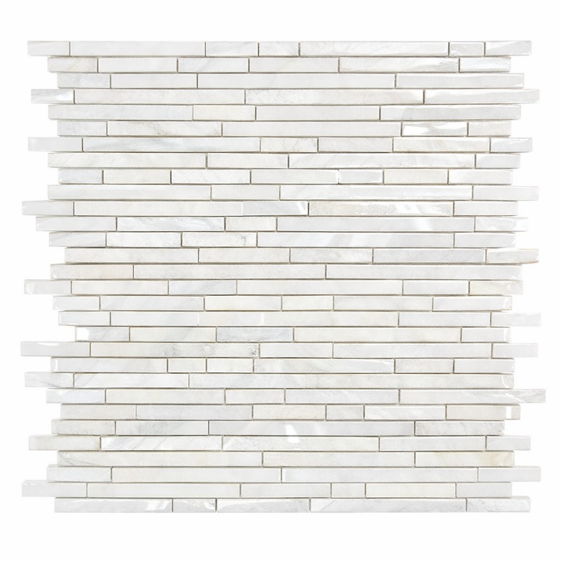 Oriental White (Asian Statuary) Marble Polished Bamboo Sticks Mosaic (Single-Color: Oriental White)
