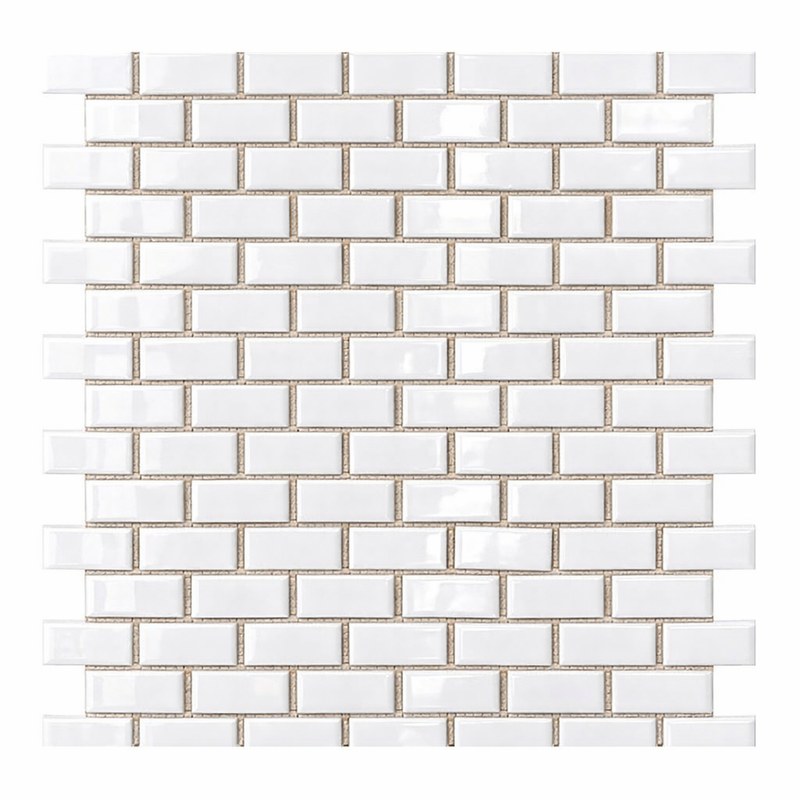 Bianco Dolomiti (White Dolomite) 5/8x1 1/4 Polished Brick Joint Mosaic Mini-Brick Mosaic