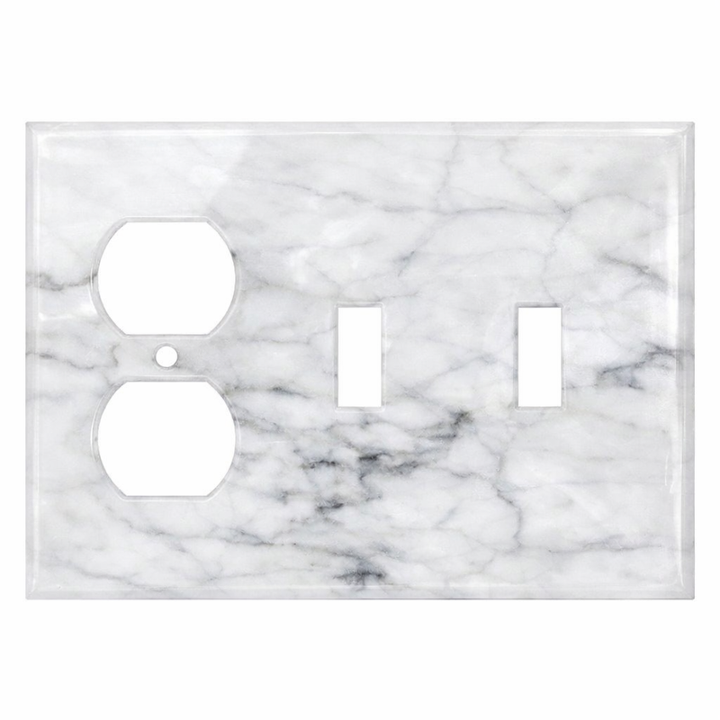Bianco Carrara Switch Plate Covers 4-1/2x6 1/3 Polished Plate Cover 3-DUPLEX